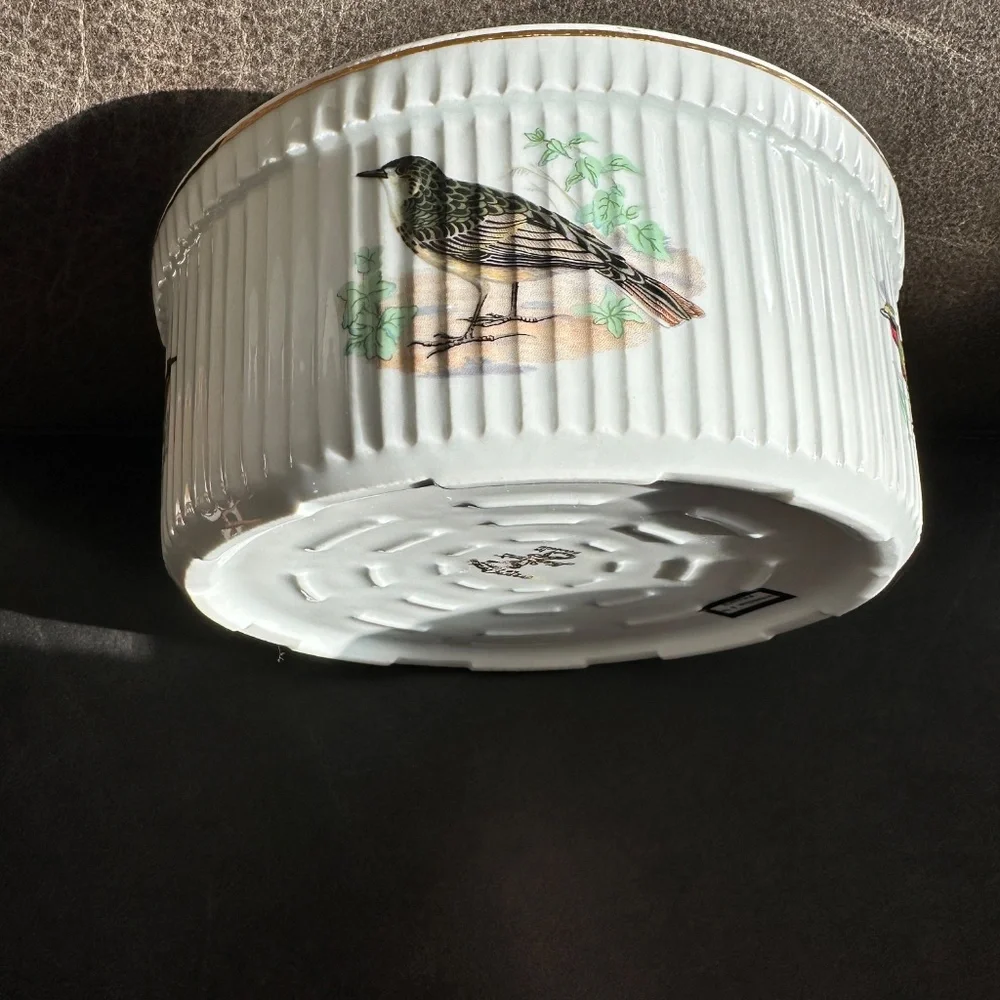 Porcelain Baking Dish Souffle Casserole Birds France Louis Lourioux Le Faune